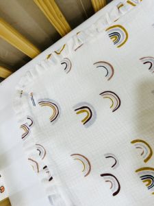 Chăn sơ sinh hè thu Muslin viền bèo nhún thù công