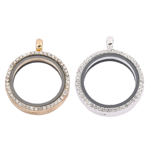 Magnetic Photo Locket Pendant With Crystals Glass and Secure Closure for Everyday Wear