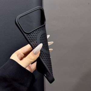 Honeycomb Mesh Holes Cooling TPU Silicone Soft Case for iPhone 18 17 16 14 15 13 Pro Max Plus For Magsafe Wireless Charge Cover