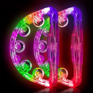 Aywewii LED Tambourine Light Up Toys Handheld Musical Flashing Tamborine Autism Toys Party Supplies for Birthday Anniversaries Gifts for Kids Adults Teens