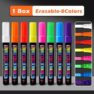 JACAUY 6/8Colors Erasable Liquid Chalk Pen Dust-free Art Marker Pen Professional Highlighters LED Board Writing