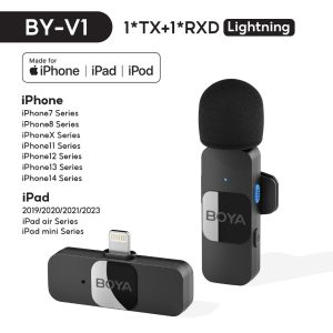 BOYA BY-V1/V2 iPhone 8/11/12/14 Wireless microphone Lightning Lavalier Mini mic Clip Auto Noise Cancellation