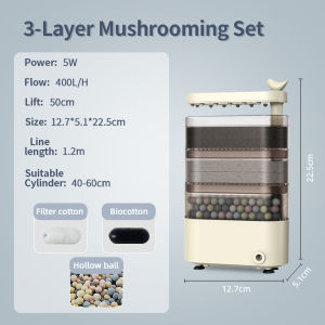 Turtle Tank Waterfall Filter Low Water 3-In-1 Suction Purification Recirculating Filter Box Fecal Clean Up