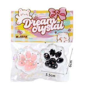 Novelty Gift Jelly Cat Paw Pinch Soft Toy Soft Colorful Glitter Table Decoration Surprise Gift for Friends and Family