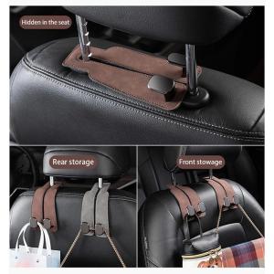 1PC Quality Car Headrest Hook Premium Suede Rear Seat Hanging Dual Hook 20KG Large Load-Bearing Alloy Hook Hanger Universal