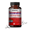 ผลิตภัณฑ์เสริมอาหาร Resveratrol ช่วยต่อต้านวัยของผิวหนังและหัวใจและสุขภาพหัวใจและหลอดเลือดสำหรับทั้งชายและหญิง. 
