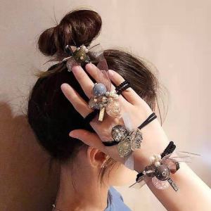 ยางมัดผมเกาหลี ลูกปัด ไข่มูกแบบเรียบหรู สำหรับผู้หญิง Korean Hair Band Ponytail รูปร่าง Rubber Band หรือ Head Rope