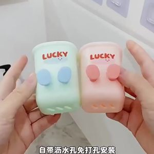 Toothbrush Holder Wall Mounted Kids Toothbrush Rack Cartoon Toothpaste Storage Cup Bathroom Toilet Organizer No Drilling