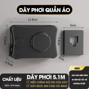 Dây phơi quần áo rút gọn vô hình dây phơi thông minh dán tườngKhông cần khoang lỗdài tối đa 5.1m