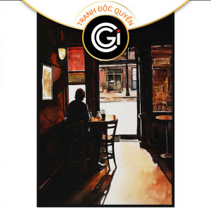 Tranh quán cà phê màu nước. Tranh treo tường dán tường sơn dầu canvas trang trí. CGI-1781