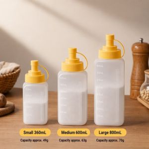 Mishilei Squeeze Condiment Dispenser Dustproof Wide Mouth Sauce Bottle 360/600/800ML for Home Cooking Fast Food Restaurant