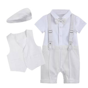 Newborn Romper Formal Clothes Set for 0-3 Years Old Baby Boy Baptism Outfit Infant Birthday Gift
