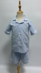 Wholesale 1-12 Years Kids Pyjamas 100% Cotton Plaid Seersucker Soft Sibling Outfits Pjs Loungewear Baby Boys Girls Pajamas Sets2026
