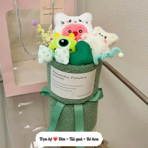 Bó hoa gấu bông nhiều hình cute set quà Noel sinh nhật valentine đẹp ý nghĩa (tặng túi thiệp và đèn)