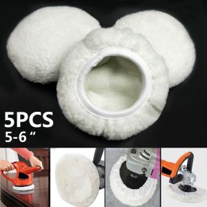 Fashionlife 5PCS Wool Polishing Pads Car Polisher Waxing Bonnet Buffer Pads Set 5-6 Inch Soft Wool Polishing Pads