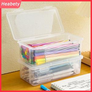 Heabety 1PC công suất lớn nhựa hộp bút chì Stackable mờ rõ ràng bút chì Hộp văn phòng vật tư lưu trữ tổ chức hộp