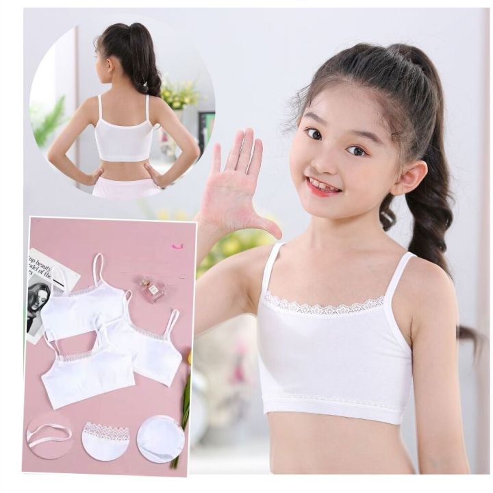 0025) 3pcs Fashion Girl Baby Sando Bra With Changeable Foam Sport Assorted  Color Free Size 8-12yrs