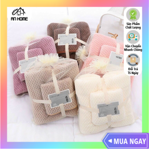 [HOT] Set 2 Khăn Tắm Lông Cừu Xuất Hàn Cỡ Lớn Siêu Mềm Mịn Thấm Hút Nước ANHOME Giá Rẻ