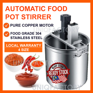 READY STOCK Automatic Sauce Sambal Cooker Rendang Paste Pes Stir Frying Auto Cooking Machine Pot Stirrer HEAVY DUTY Mesin Pengacau Masak Mixer Cili Sos Soya Jam Porridge Kaya MultiPurpose Stainless Steel Mixing Stir Fry Stirring Pot Dodol Kacau Periuk