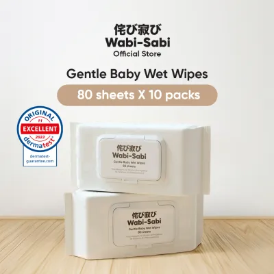 Wabi-Sabi Gentle Baby Wet (10 cap packs x 80pcs) | Wet Tissue | Soft & Safe for Baby and Pets