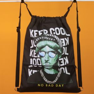 (Bisa COD) Tas Serut Anti Air Water Proof String Bag / Draw String / Gym Sack Tas Olahraga Pria Kekinian Motif NO BAD DAY