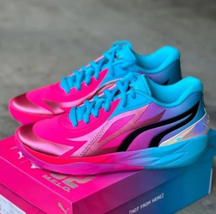 Pink and hot sale blue shoes