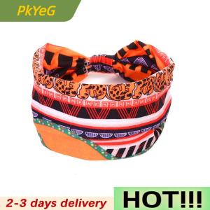 PkYeG Fashion Cotton Stretch Headband African Pattern Print Twist Style Elastic Hair Band Wide Hairbands Bandana Turban Knot Headwrap