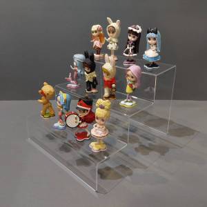 ชั้นวางของอะคริลิค ชั้นวางโมเดล แบบบันได3ขั้นวัสดุหนาชั้นวางอะคริลิคใส วางโมเดล สำหรับวางของตั้งโชว์ มีสินค้าพร้อมส่ง