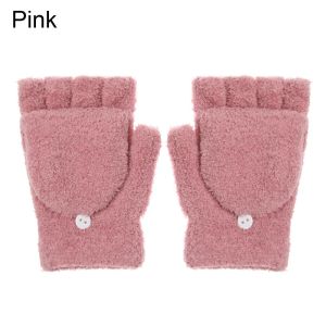 OKDEALS Fashion Warm Winter Dual-use Coral Velvet Gloves Knitting Mittens Convertible Flip Top Half Finger Gloves