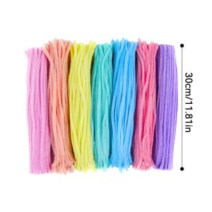 100pcsColored Chenille Wires Fluffy Sticks DIY Craft Fuzzy Stems Twist Wire For Children Handmade Bouquet Material Toy DIY Flower