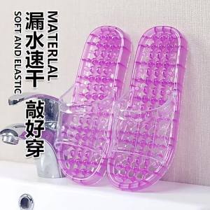 [Free Shipping] Womens Summer Indoor Non-Slip Bath Massage Plastic Lightweight Crystal Couple Home Massage Sandals for Men