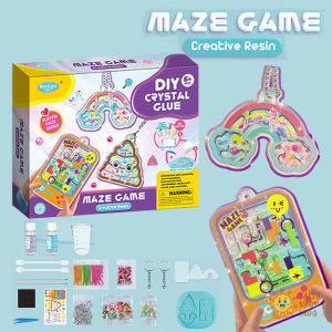 TAIYO Mainan Anak DIY Crystal Glue Maze Game Manik Labirin Aksesoris Gantungan Kunci Kreativitas