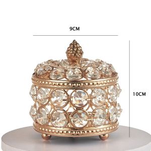 Golden Crystal Jewelry Box Ring Beads Trinket Keepsake Treasure Storage Case