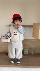 Baby spring clothing 2026 Korean-style childrens clothing boys long-sleeve suit T T-shirt and vest two-piece set