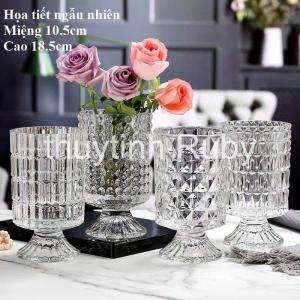 Bình bông lọ hoa thủy tinh cao cấp dáng hoa loa kèn trang trí Lọ cắm hoa có chân Bình hoa kiểu dáng vintage hiện đại trang trí đẹp