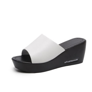 [Free Shipping] New Fish-Mouth Wedge Heel Summer Thick-Soled Sandals High-Heeled Slippers For Women Versatile Flat Sandals