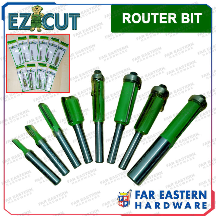 EZ CUT Router Bit Straight Trimming Flush Trim V Groove Bits 1/4 Shank Made in Taiwan