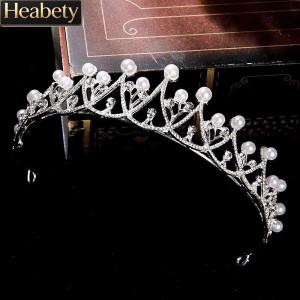 【2-3 days delivery】Heabety 2023 New Women Girls Silver Color Crown Headwear Korean Crystal Tiara Fashion Birthday Dress Rhinestone Crown Hair Accessories