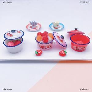 [COD] yixiayun 2pcs Dollhouse Miniature Nostalgic Life Scene Decoration Enamel Basin Doll Accessories Toys