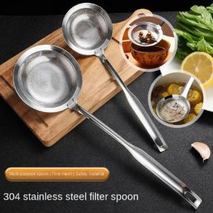 LBU2221 Fine Mesh Oil Strainer Thickened Anti-scalding Slotted Spoon Stainless Steel Skimmer Spoon for Remove Floating Oil Foam