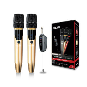 SHALANRA GO288 ไมโครโฟนไร้สาย 2 ช่อง UHF Professional Handheld Mic Micphone สําหรับปาร์ตี้คาราโอเกะโบสถ์แสดง