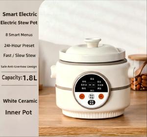 Ceramic Electric Stew Pot for Porridge Home Use Fully Automatic Health Soup Cooker Sand Pot for Baby Food Electric Stewing Pot