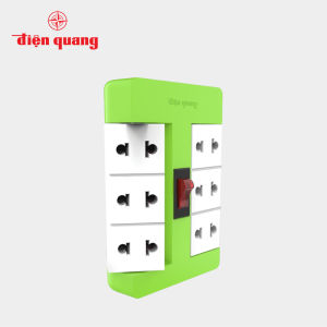 Ổ Cắm Xoay 90° Điện Quang ĐQ ESK RT 6GW (6 Lỗ màu xanh lá trắng)