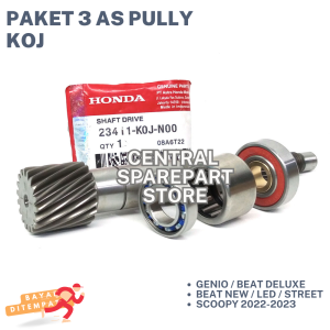 (HEMAT) 3 JENIS PAKET AS PULLY CVT GENIO KOJ + BEARING CVT KUNINGAN + BEARING PULLY BELAKANG / BEAT DELUXE / NEW / LED / STREET / SCOOPY 2022-2023 / SHAFT DRIVE / BANTALAN BOLA BELAKANG / BERING PULLI / AS PULI / AS PULLEY / 1 SET BEARING PULLY GARDAN ROD