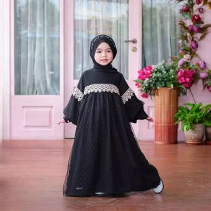 Viola Kids Shakila Mix Tille Dot Gamis Anak Perempuan Umur 5-8 Tahun Dress Anak Cewek Terbaru 2024