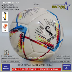 Bola Sepakbola Size 5 Piala Dunia Jahit Mesin Lokal Bahan Kulit PU Kualitas Terbaik