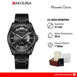 Jam Tangan Pria Alexandre Christie Classic Steel AC 8684 MDBIPBA Black Dial Black Stainless Steel Strap
