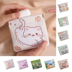 ENCOUNT PU Lipstick Makeup Bag Cartoon Waterproof Mini Coin Purse Portable Automatic Closing Data Cable Storage Bag for Women Girls