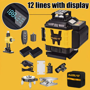 KEELAT Laser Level 12/16 Lines Self-Leveling Rotary Cross Line Laser Tool Remote Control Leveling Measuring for Construction Wall Floor Ceiling DIY Installation