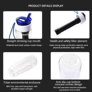 【New Arrival】 750ml Straw Filter Cup Portable Camping Survival Water Purifier Drinking Bottle
